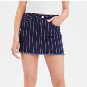 American Eagle Blue Jean Skirt Red and White Striped size 8 Long